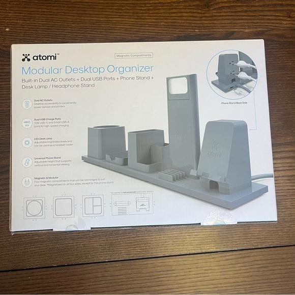 Modular Desktop Organizer
Built-in Dual AC Outlets Dual USB Cell Stand Desk Lamp - Picture 3 of 9